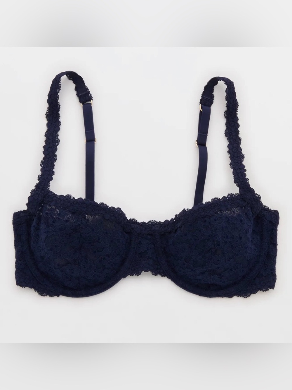 Aerie Show Off Vintage Lace Unlined Balconette Bra Navy